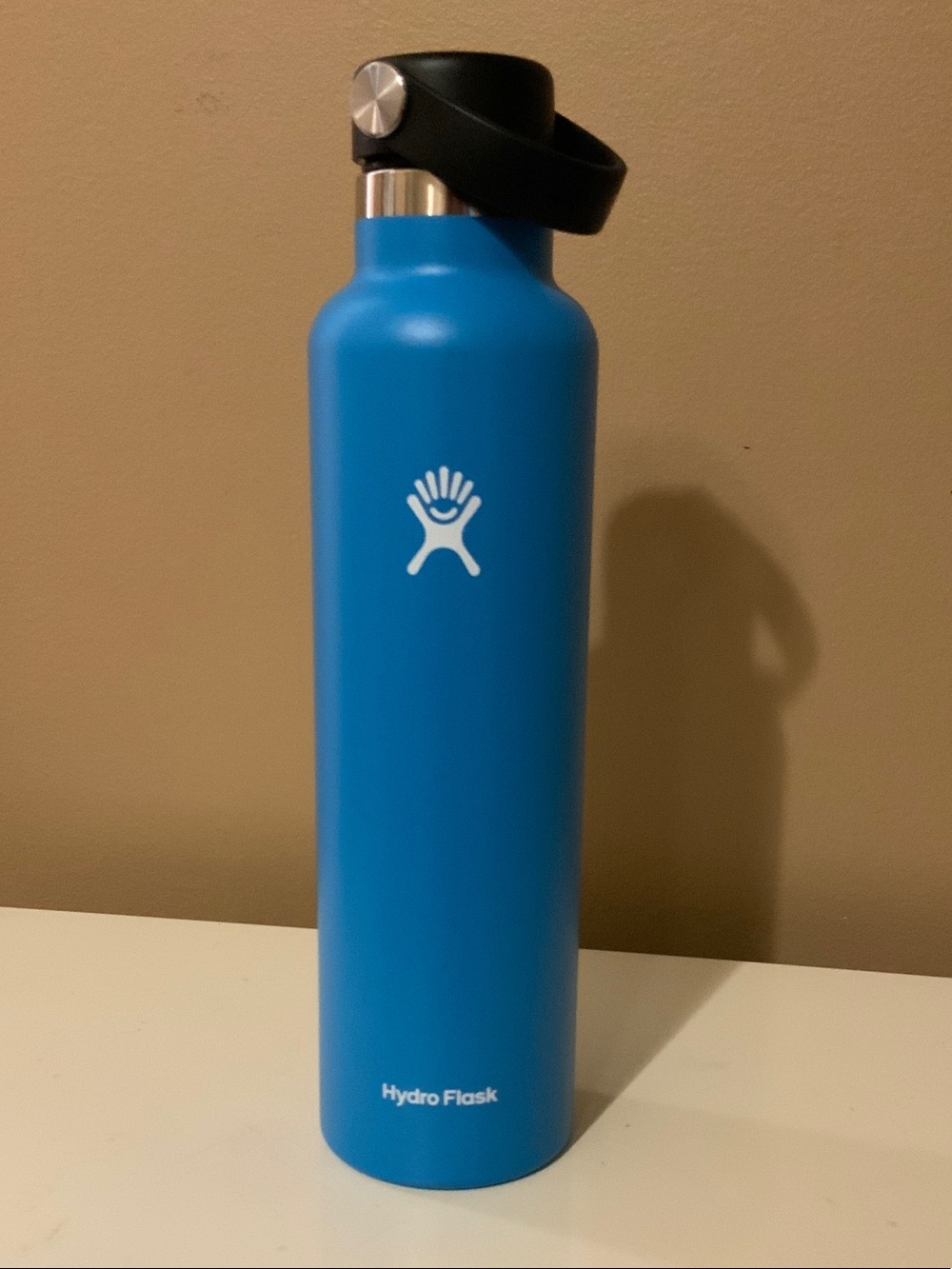 Hydro Flask Blue Stainless Steel Wide-Mouth Bottle with Black Cap